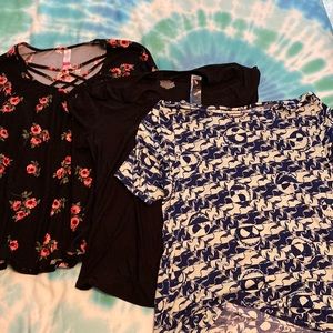 3x shirt bundle - nbc  and skull short sleeve, floral long sleeve #142